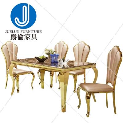 China Wholesale Stainless Steel Gold Stainless Steel Dining Table Set Modern Dining Table Set Royal Design Dining Table Sets Nordic Dining Table Set for sale