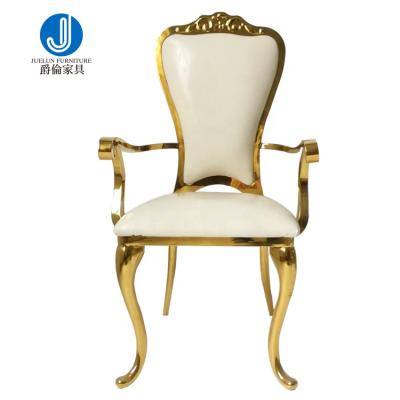 China Wholesale Modern China Supplier Stainless Steel Gold Banquet Dining Chair Gold Banquet Dining Chairs Gold Banquet Room Armchair for sale