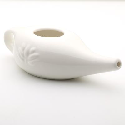 China 250ml Plain White Fine Painted Porcelain Ceramic Nasal Irrigation Cleaning Wash Jal Neti Pot A1809198 for sale