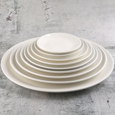 China Large 16 Inch Round Porcelain Serving Dish Tray Sustainable Wholesale Ceramic Tray for sale