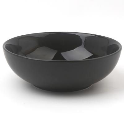 China 7 Inch Viable Elegant Graceful Fancy Black Porcelain Stoneware Ceramic Soup Bowls for sale