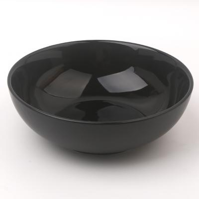 China Matte 18cm Viable Round and Two Gloss Black Tone Color Ceramic Porcelain Stoneware Soup Serving Bowls for sale