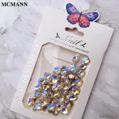 China Fancy MCMANN AB Diamond DIY Nail Jewelry Bottle Glass Tip Glass Transparent Black Luminous Super Shiny AB Special Shaped Diamond for sale