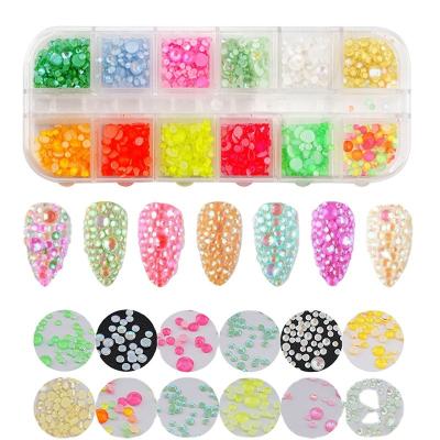 China Trendy Glow in the Dark Neon Green Neon Flatback Crystal Stone Crystal Rhinestone Glass Nail Stone for UV Gel Polish for sale