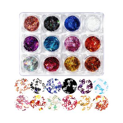 China 3d Nail Art DIY Decoration MCMANN 3D Nail Art Sequins Decorations 26 English Letters Glitter Colorful Beauty Sticker Set Accessories For Women Jewelry for sale