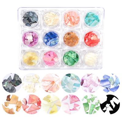 China Natural MCMANN Shell Stone Slice Nail Art Glitter Sticker For Japanese Style 3D Colorful Mix Nails Glitter Decoration Wholesale for sale