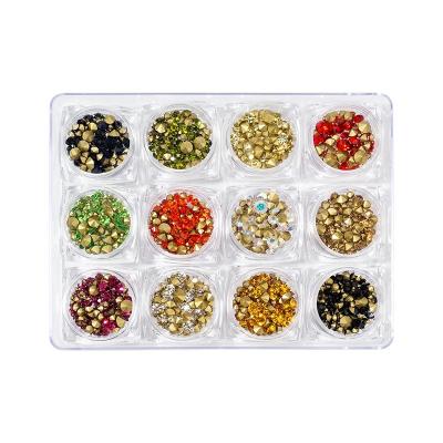 China MCMANN Eco-Friendly Nail Art 3D DIY 12 Color / Boxes Crystal Glitter Rhinestone With Round Tipped Jewelry Bottom Drill For Nail Arts Decoration for sale