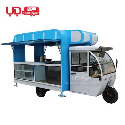 China Mobile electric ice cream truck coffee snack cart food vending vegetable processing plant gas food tricycle for sale