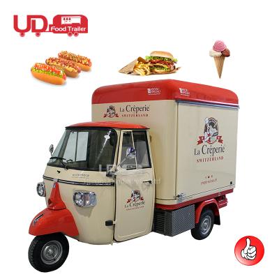 China High Quality Vegetable Processing Factory Mini Street Eyes Catching Food Truck Piaggio TukTuk for sale