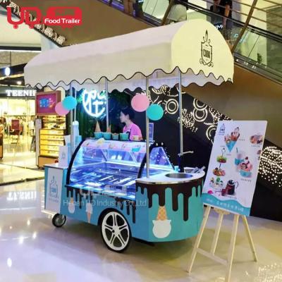 China Outdoor Candy Cart Mini Trailer Juice Milk Hot Sale Mobile Dog Cart Ice Cream Push Cart for sale