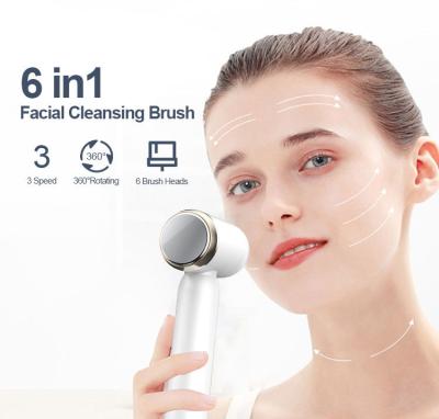 China Compre IPX6 Sonic Silicone Hot Cold Facial Cleansing Brush Customized Remove Facial Acne Waterproof Beauty Six Kinds Of Treatment for sale