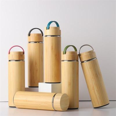 China Sustainable Sports Bottle Cup Bamboo Stainless Bottle Hot And Cool Bottle for sale