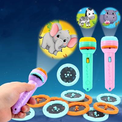 China ABS Baby Sleep Story Book Flashlight Projector Cartoon Torch Lamp Early Education Toy for Kid Christmas Gift Light Up Toy for sale