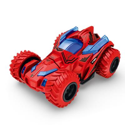 China Inertia Car Kids Double Sided Educational Monster Truck Inertia Vehicle Friction Power Stunt Friction Car Toys for sale