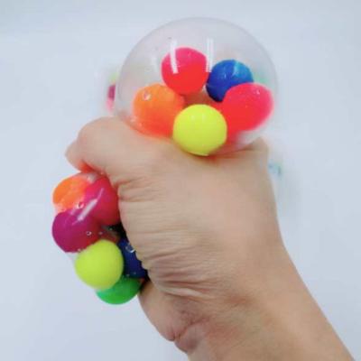 China Promotional Toy 6cm DNA Stress Squishy Ball With Colorful Bead Inside, Colorful Sensory Toy, Relieve Tension Atom Ball for sale