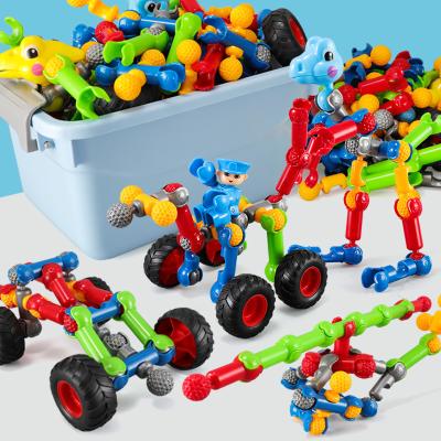 China Educational Toy DIY Kids Plastic Blocks Building For Kids Indoor Building Block Play Truck Set Toy for sale