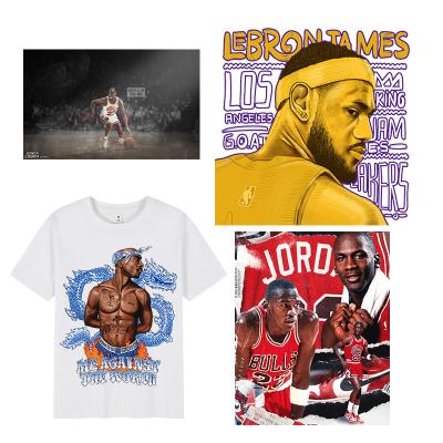 China Custom Basketball Star Heat Transfer Iron Transfer Dtf Plastic Film Washable Printing Prep Press Heat Transfer Design T-shirt for sale