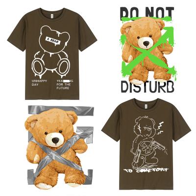 China Factory Washable Custom Violent Bear Dtf Transfer T-shirt Sticker Textile Thermal Vinyl for sale