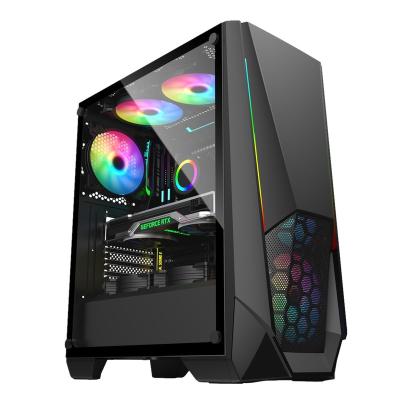 China Custom Micro Desktop Torres y cajas de la computadora ATX Tempered Glass ARGB Computer Case and Towers Gaming PC Case for sale