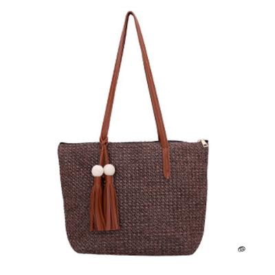 China 2019New Fashion Designer Women Handbags Summer Beach Straw Bag With Tassel for sale