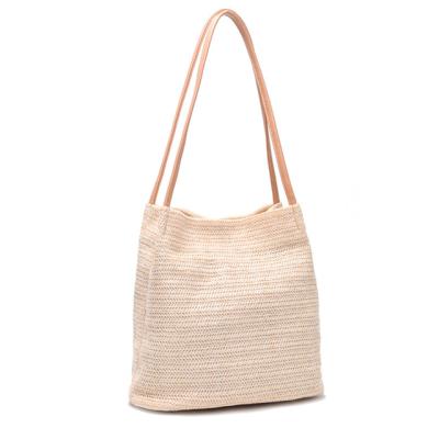 China Fashion Handmade Fashion Bucket Straw Bags Women Casual Woven Handbags Shoulder for sale