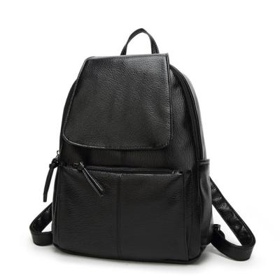 China Fashion Waterproof Popular School Laptop Bags Cheap Leather Backpack With Flap For Women for sale