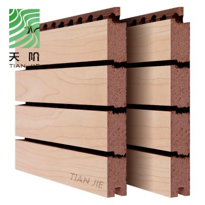 China Tianjie Acoustic Panels Sound Proof Wall Decoration Sound Absorption Sound Absorption Fireproof And Eco-friendly Wooden Grooved Acoustic Panel Te koop