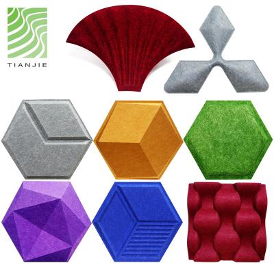 China Tianjie Sound Proof Wall Decoration Triangles Modern 3d Soundproof Panels Polyester Sound Absorber Felt Soundproof Panels zu verkaufen