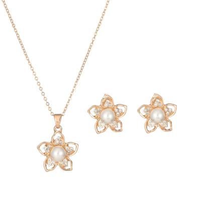 China High Quality Custom Wholesale Bridal Jewelry Set Delicate Flower Necklace Earring Jewelry Sets For Women for sale