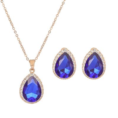 China High Quality Jewelry Set Hot Sale Fashion Ladies Diamond Leaf Design Gold Jewelry Set Fashion Synthetic Crystal Set Classic With High Quality for sale