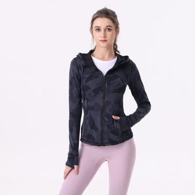 China Polyester cotton Lu with Logo Yoga Clothes Define Women's Sports Jacket Coat Brushed Hooded Fitness Hoodie for sale