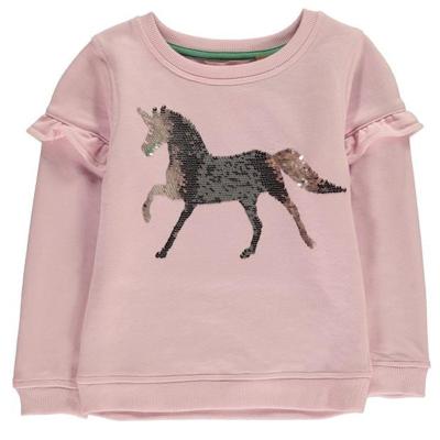 China Custom Anti Shrink Sequins Embroidered Logo Round Neck Long Sleeve Spring Autumn Sweatshirts Kids Girl Clothing Tops for sale