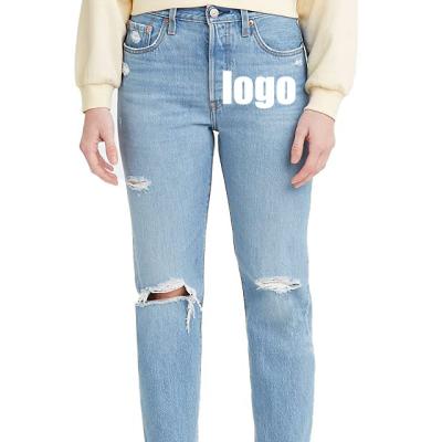 China New arrival cotton high quality custom logo QUICK DRY custom design denim pants fashions laser print 100% stretch jeans for sale