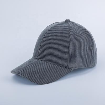 China High Quality 6-Panel Corduroy Stripe Shape Custom Logo Curved Brim Baseball Dad Hat for sale