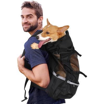 China Outdoor Pet Supplies Front Bag Mesh Backpack Head Dog Carrier Bag Double Shoulder Breathable Portable Travel Backpack for sale