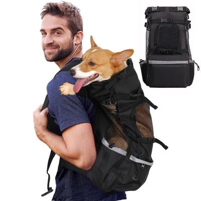 China Outdoor Pet Supplies Front Bag Mesh Backpack Head Dog Carrier Bag Double Shoulder Breathable Portable Travel Backpack for sale