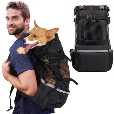 China Outdoor Pet Supplies Front Bag Mesh Backpack Head Dog Carrier Bag Double Shoulder Breathable Portable Travel Backpack for sale