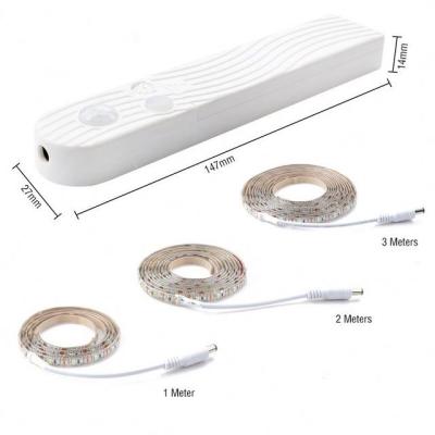 China Free Sample 1m 60leds D.C.A. Warehouse Battery Operated PIR Motion Sensor Activated LED Strip Night Light Strip For Bedroom Kitchen for sale