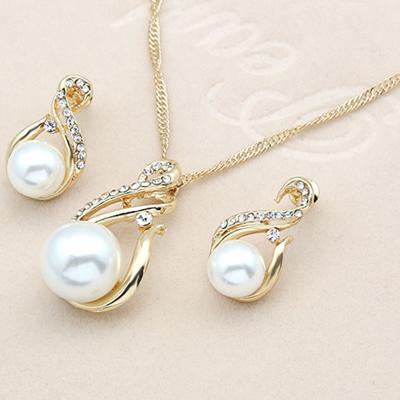 China Fashion Jewelry TRENDY Jewelry Sets Christmas Gift Beads Necklace Dangle Earrings Set Silver Gold Plated Color for sale