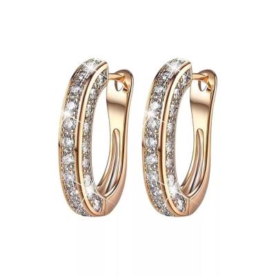 China Austria Luxury FASHIONABLE Crystal Wedding Jewelry Stud Earrings For Women Fit U Shaped Female Earrings Gift for sale