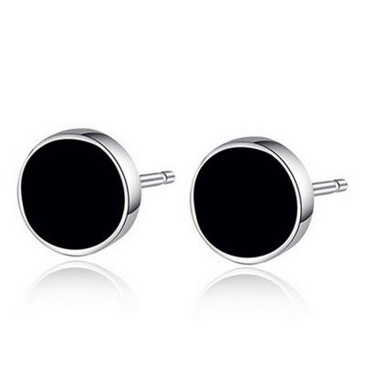 China TRENDY Mens Womens Black Vinyl Earrings Ear Studs Jewelry Stainless Steel for sale