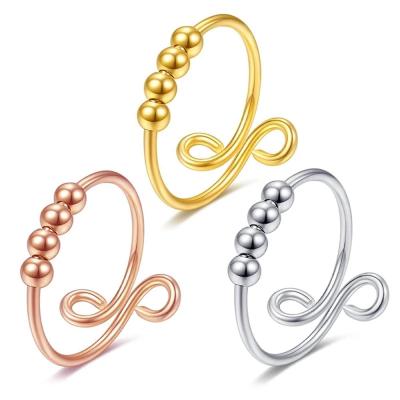 China CLASSIC Women Men Worry Beads Rings Balls Wiggle Ring Adjustable Rotating Freely Anti Stress Accessories for sale