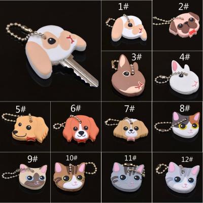 China Cat Key Cover Rubber Pug New Arrival PVC Cute Rabbit Rubber Dog Key Chain Key Ring For Men Women Unisex for sale