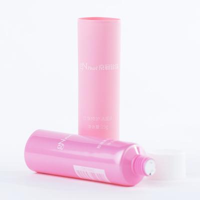 China 15g round tube eco friendly green cosmetic packaging for empty facial cleanser glossy tube for sale