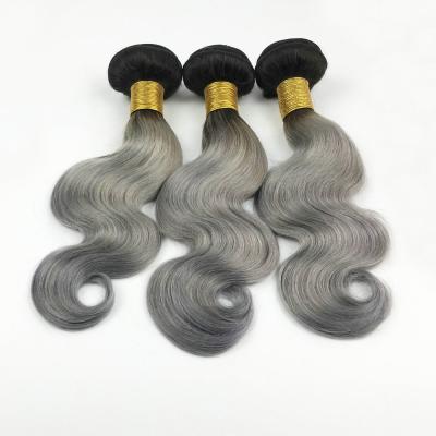 China Virgin Body Wave Ombre Cuticle Aligned Remy Hair Body Wave Hair Bundles Two Tone Silver Gray Human Hair For Braiding T1BGREY 12inch for sale