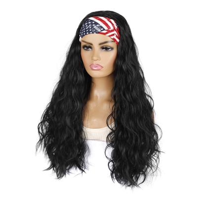 China Body Wave Heat Resistant Synthetic Wavy Curly Wigs With Colored Headband Afro Wig Long Straight for sale