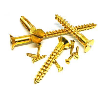 China Pan Brass din97 slotted head chipboard countersunk self tapping wood screw for sale