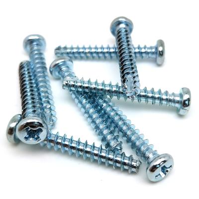 China Galvanized Pan Carbon Steel Grade 4.8 Cross Recessed Round Phillips Pan Head Thread Cutting Screw for sale