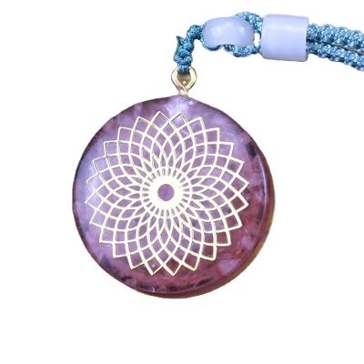 China Europe Wholesale Natural Orgonite Pendant Gemstone Crystal Seven Chakra Round Shape Orgone Pendant Necklace for sale