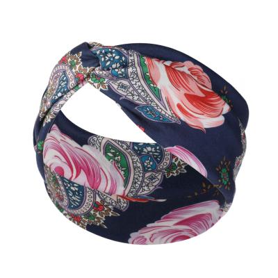 China Custom Printed Jacquard Headbands Manufacturer Women Sport Head Elastic Wide Sports Bands for sale